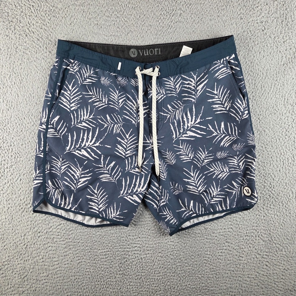 Vuori Cruise Boardshorts Mens 36 Blue Tropical Swim Shorts Surf Floral V314